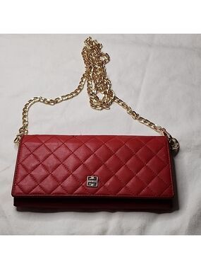 Host pick😍 Givenchy Quilted Long Flap Wallet Red Lambskin converter Crossbody